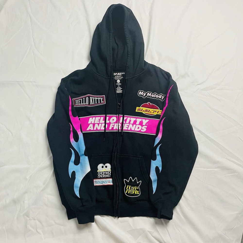 Hello Kitty Tokyo Speed Racing Flame Zip Hoodie Hot Topic Sanrio Girls Small